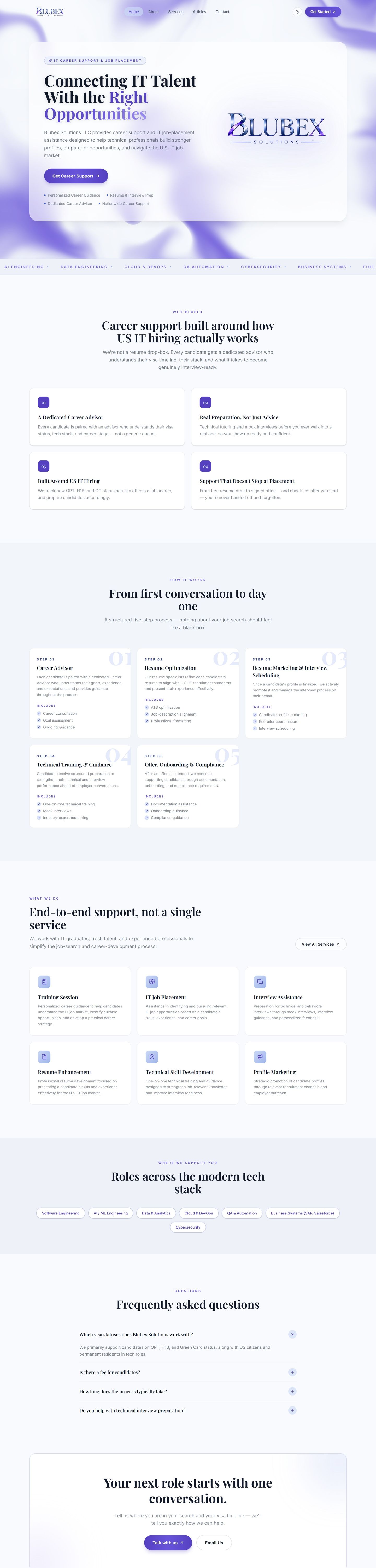 Blubex Solutions website